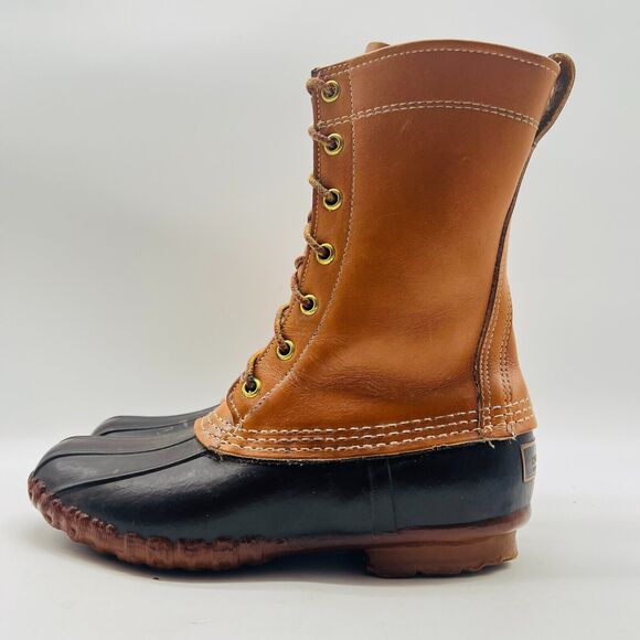 LL Bean Boots Womens 6 Brown Leather 8" Duck Waterproof Snow Rain Vintage Shoes - Picture 4 of 13